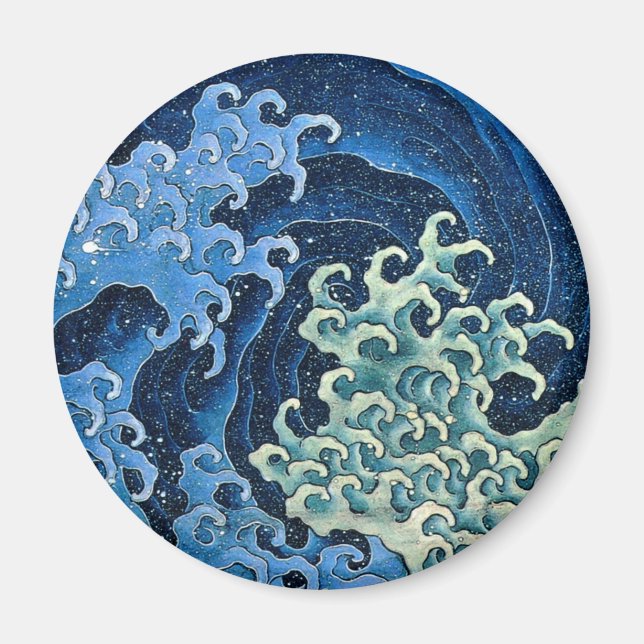 Hokusai Feminine Wave Japan Vintager Ozean Magnet (Vorne)
