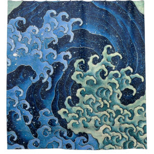 Hokusai Feminine Wave Vintager Ozean Duschvorhang
