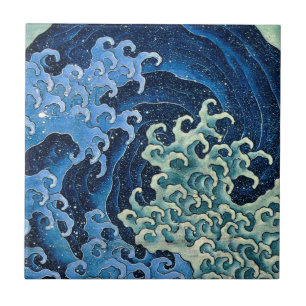 Hokusai Feminine Wave Vintager Ozean Fliese