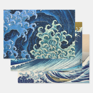 Hokusai Feminine Wave Vintager Ozean Geschenkpapier Set