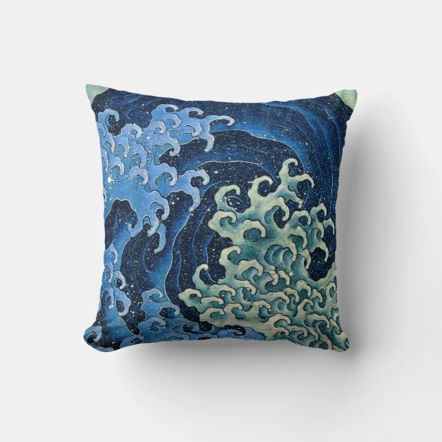 Hokusai Feminine Wave Vintager Ozean Kissen (Vorderseite)