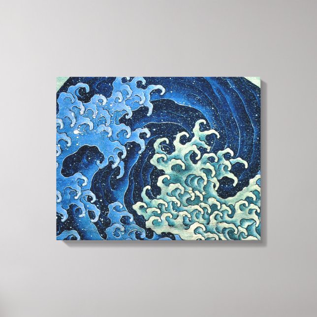 Hokusai Feminine Wave Vintager Ozean Leinwanddruck (Vorderseite)