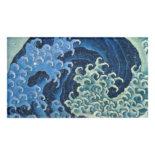 Hokusai Feminine Wave Vintager Ozean Namenschild (Vorderseite)