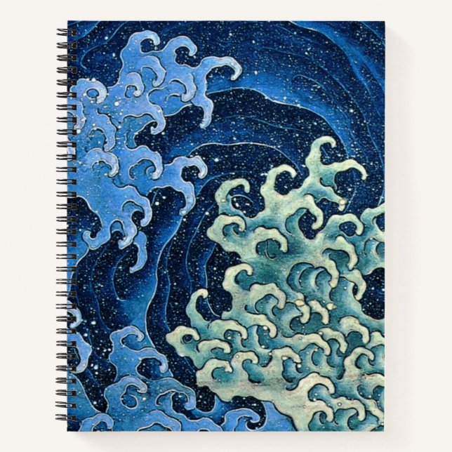 Hokusai Feminine Wave Vintager Ozean Notizbuch (Vorderseite)