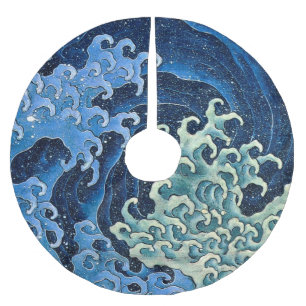 Hokusai Feminine Wave Vintager Ozean Polyester Weihnachtsbaumdecke