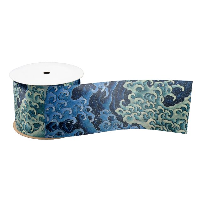 Hokusai Feminine Wave Vintager Ozean Satinband (Spule)