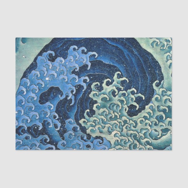 Hokusai Feminine Wave Vintager Ozean Seidenpapier (Vorderseite)