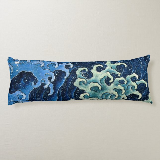Hokusai Feminine Wave Vintager Ozean Seitenschläferkissen (Rückseite)