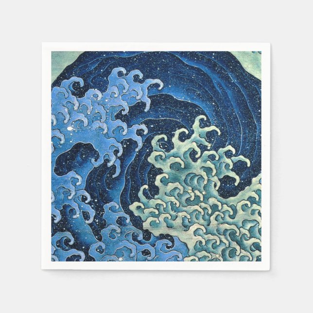 Hokusai Feminine Wave Vintager Ozean Serviette (Vorderseite)