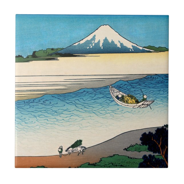 Hokusai - Fluss Tama in der Provinz Musashi Fliese (Vorderseite)
