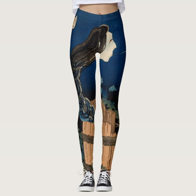 HOKUSAI GHOST WOODBLOCK DRUCKPRINTE Leggings (Vorderseite)