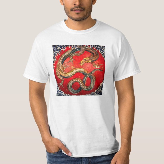 Hokusai Goldjapanischer Drache-T - Shirt (Vorderseite)