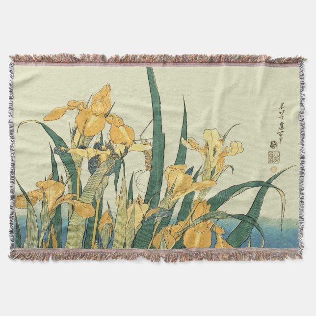 Hokusai Grasshopper und Iris Japan Decke (Vorderseite)