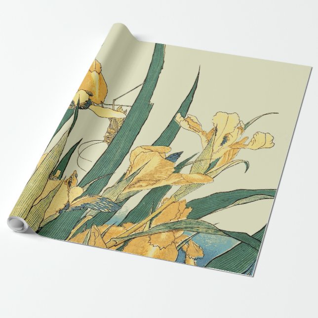 Hokusai Grasshopper und Iris Japan Geschenkpapier (Ungerollt)