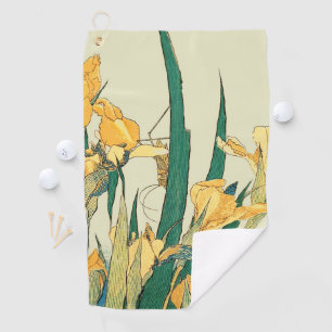 Hokusai Grasshopper und Iris Japan Golfhandtuch