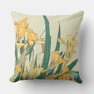 Hokusai Grasshopper und Iris Japan Kissen