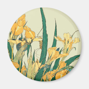 Hokusai Grasshopper und Iris Japan Magnet