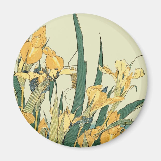 Hokusai Grasshopper und Iris Japan Magnet (Vorne)