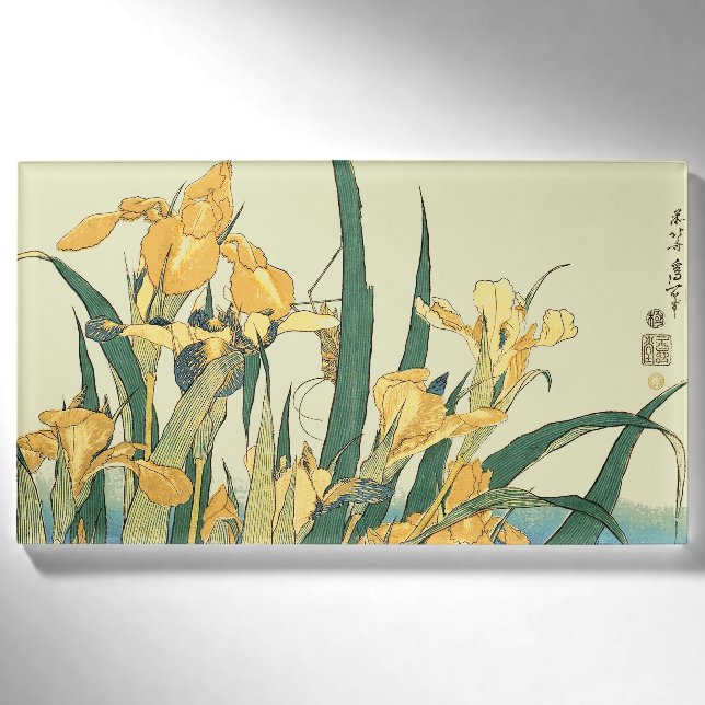 Hokusai Grasshopper und Iris Japan Namenschild (Vorderseite)