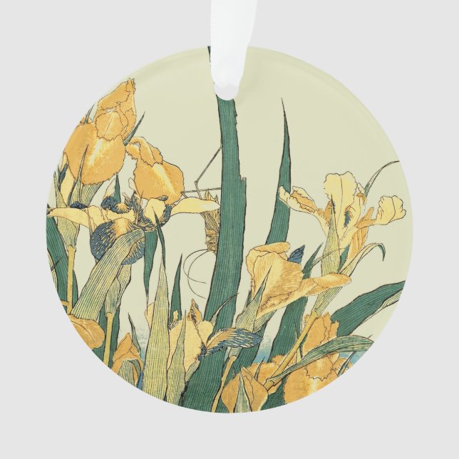 Hokusai Grasshopper und Iris Japan Ornament (Vorderseite)
