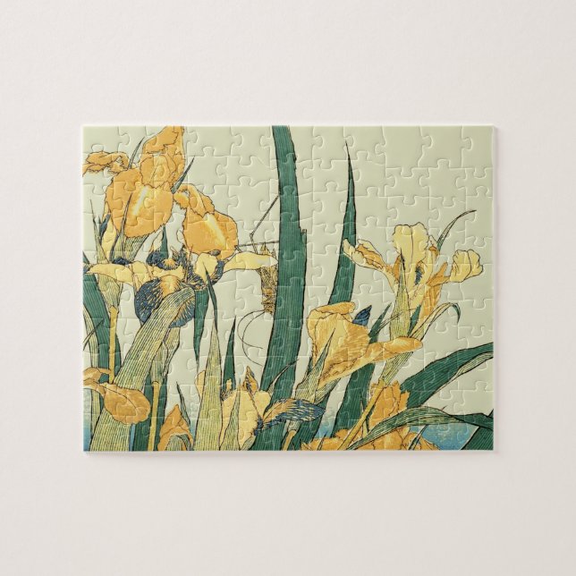 Hokusai Grasshopper und Iris Japan Puzzle (Horizontal)