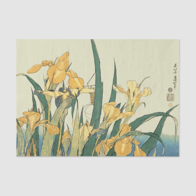 Hokusai Grasshopper und Iris Japan Seidenpapier (Vorderseite)