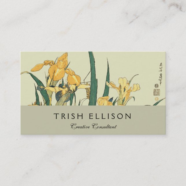 Hokusai Grasshopper und Iris Japan Visitenkarte (Vorderseite)