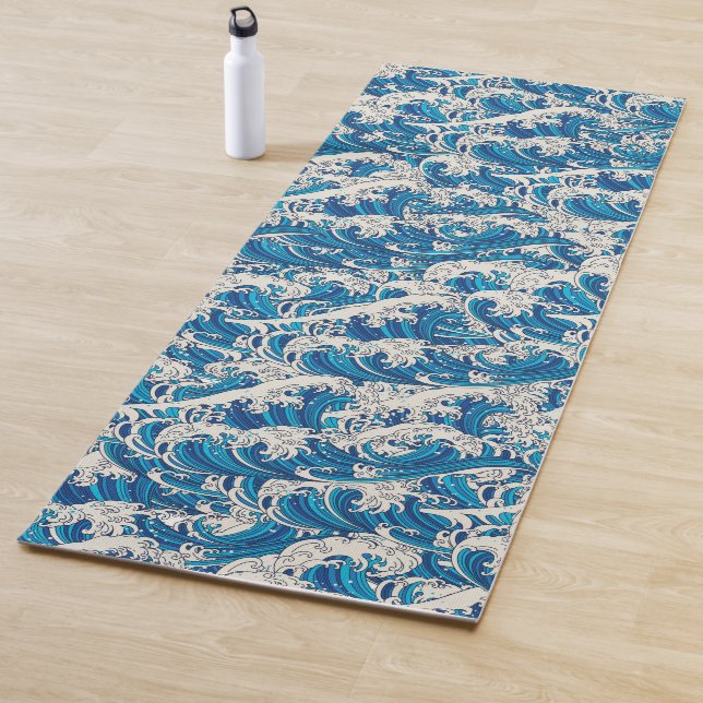 Hokusai Great Wave Muster Nautical Blue Ocean Yogamatte (Beispiel)