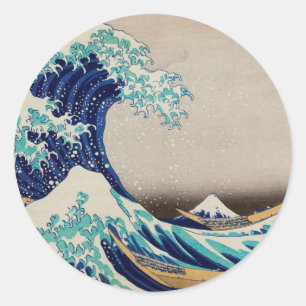 Hokusai Great Wave off Kanagawa. Vintage japanisch Runder Aufkleber