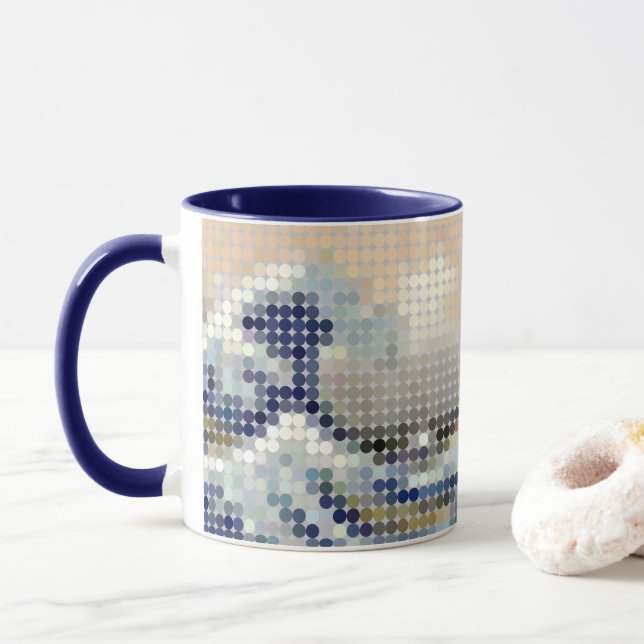 Hokusai "Great Wave" Pixel dot Tasse (Mit Donut)