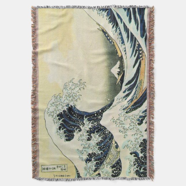 Hokusai Great Wave Throw Blanket Decke (Vorderseite Vertikal)