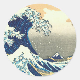 Hokusai große Welle Runder Aufkleber