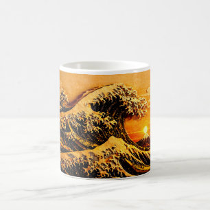 Hokusai "Große Welle" Sonnenuntergangs-Tasse 11o Kaffeetasse