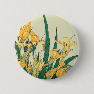 Hokusai Heuschrecke Iris Vintage Druck: Japanisch Button