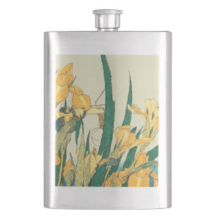 Hokusai Heuschrecke Iris Vintage Druck: Japanisch Flachmann