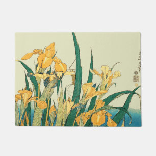 Hokusai Heuschrecke Iris Vintage Druck: Japanisch Fußmatte