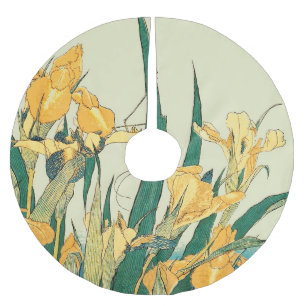 Hokusai Heuschrecke Iris Vintage Druck: Japanisch Polyester Weihnachtsbaumdecke