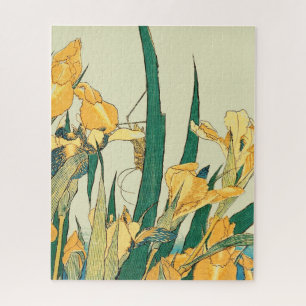 Hokusai Heuschrecke Iris Vintage Druck: Japanisch Puzzle