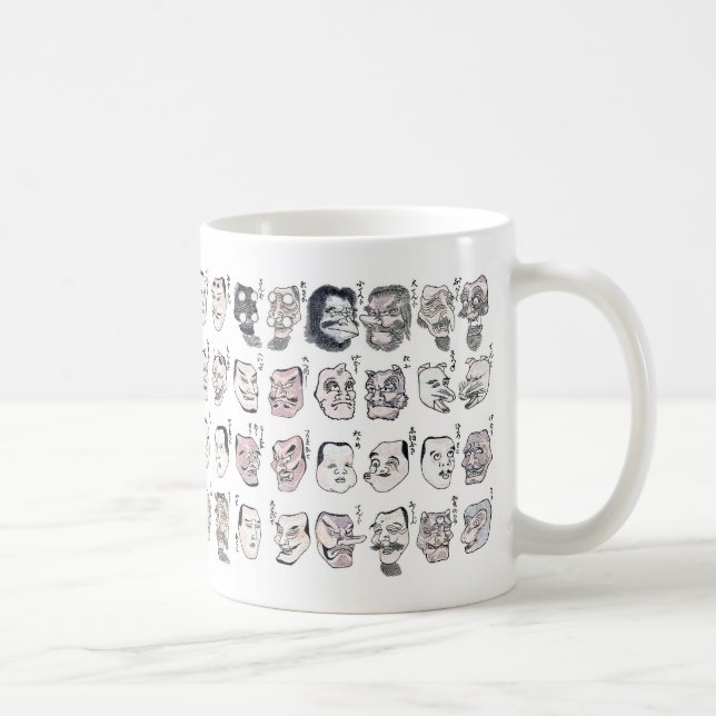 Hokusai , Image of faces from the Hokusai manga Kaffeetasse (Rechts)