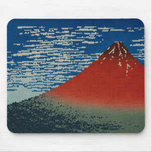 Hokusai Inspirierte Rote Fuji Japanische Pixelkuns Mousepad