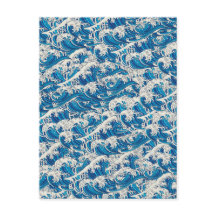 Hokusai Japanisch Great Wave Muster Nautical Blue