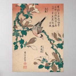 Hokusai Java Sparrow auf Magnolia GalleryHD Poster