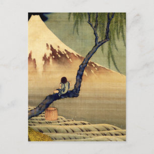 Hokusai-Junge, der den Fuji betrachtet, japanische Postkarte