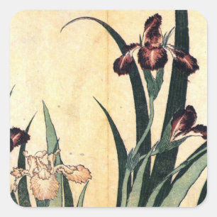 Hokusai Kunstmalerei Iris-Blumen Quadratischer Aufkleber