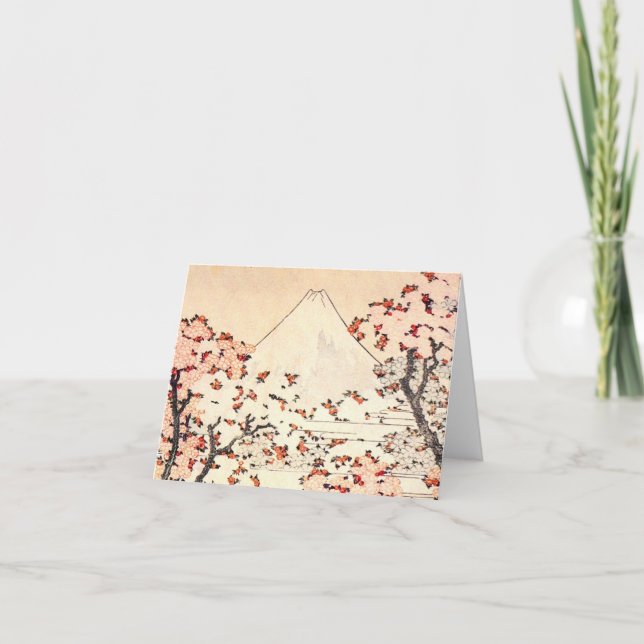 Hokusai Mount Fuji Cherry Blossoms Note Card Karte (Vorderseite)