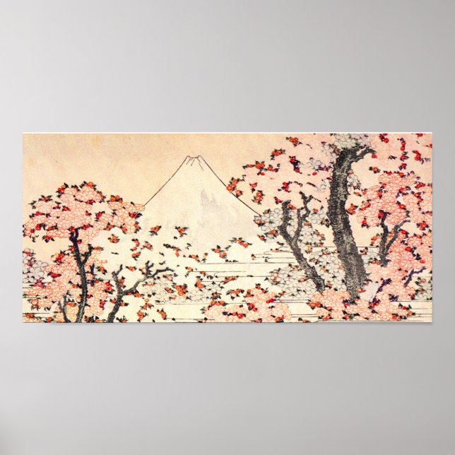 Hokusai Mount Fuji Cherry Blossoms Poster (Vorne)