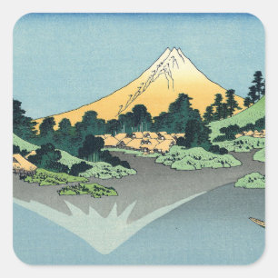 Hokusai Mount Fuji reflektiert den Kawaguchi-See Quadratischer Aufkleber