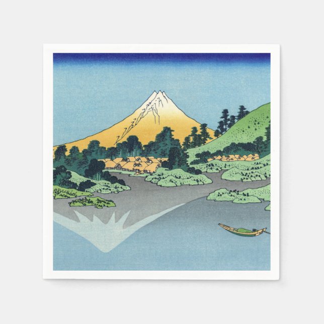 Hokusai - Mount Fuji reflektiert den Kawaguchi-See Serviette (Vorderseite)