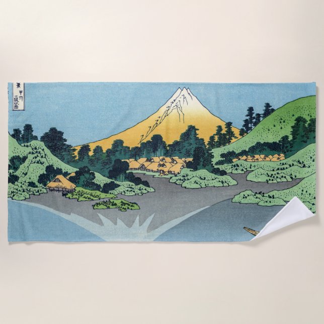 Hokusai - Mount Fuji reflektiert den Kawaguchi-See Strandtuch (Vorderseite)