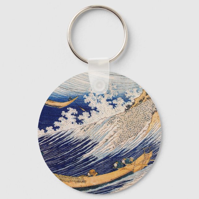 Hokusai Ocean Waves Fishing Boote Schlüsselanhänger (Vorderseite)